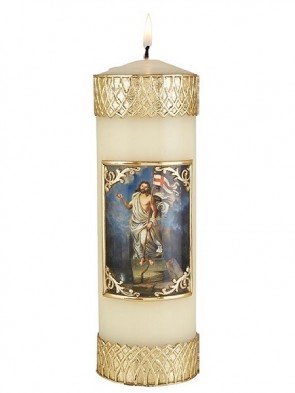Will & Baumer Risen Christ Wax Devotional Candle - Set of Two Candles