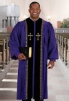 Cambridge Purple Peachskin Embroidered Cross Pulpit Robe