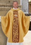 R.J. Toomey Agnus Dei Collection Gold Chasuble with Cowl Neck and Inner Stole