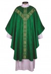 R.J. Toomey Avignon Collection Green Semi-Gothic Chasuble with Round Neck and Inner Stole