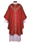 R.J. Toomey Avignon Collection Red Semi-Gothic Chasuble with Round Neck and Inner Stole
