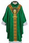 R.J. Toomey Body of Christ Green Gothic-Style Chasuble with Cowl Neck and Inner Stole