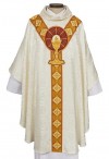 R.J. Toomey Body of Christ Ivory Gothic-Style Chasuble with Cowl Neck and Inner Stole
