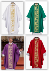 R.J. Toomey Capella Collection Set of Four Gothic-Style Chasubles with Cowl Neck and Inner Stoles