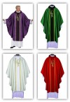 R.J. Toomey Eucharistic Jacquard Collection Set of Four Chasubles with Velvet Cowl Neck and Inner Stoles