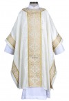 R.J. Toomey Excelsis Collection Ivory Monastic Chasuble with Banded Round Neck and Inner Stole
