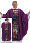 R.J. Toomey Lenten Story Purple Chasuble with Round Neck and Inner Stole