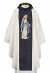 R.J. Toomey Our Lady of Grace Ivory Gothic-Style Chasuble with Cowl Neck and Inner Stole