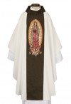 R.J. Toomey Our Lady of Guadalupe Ivory Gothic-Style Chasuble with Cowl Neck and Inner Stole