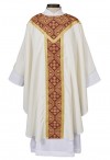 R.J. Toomey Printed Gothic Collection Ivory Chasuble with Banded Round Neck and Inner Stole