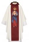 R.J. Toomey Sacred Heart Ivory Gothic-Style Chasuble with Cowl Neck and Inner Stole