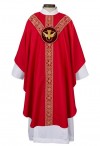 R.J. Toomey San Damiano Collection Red Semi-Gothic Chasuble with Round Neck and Inner Stole