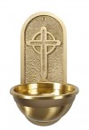 Sudbury Brass 9-3/4"H Cross Brass Holy Water Font