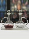 Sudbury Brass Glass Cruet Set with Matching Glass Tray