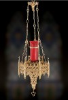 Sudbury Brass Hanging Sanctuary Lamp with Globe